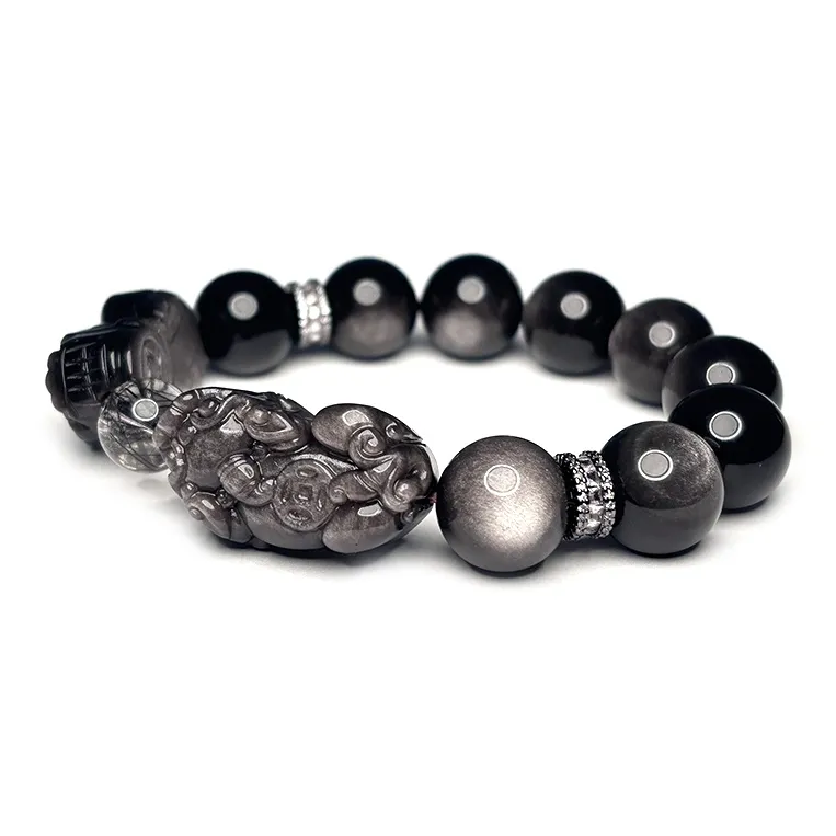 MOUNTAINS AND MANS Obsidian New Chinese Style Good Luck Beaded Bracelet Men's-3