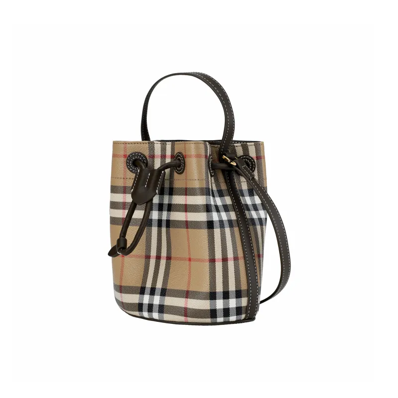 Burberry Polyurethane Bucket Bags Shoulder Bag Crossbody Bag Handbag Mini Women's Beige-1