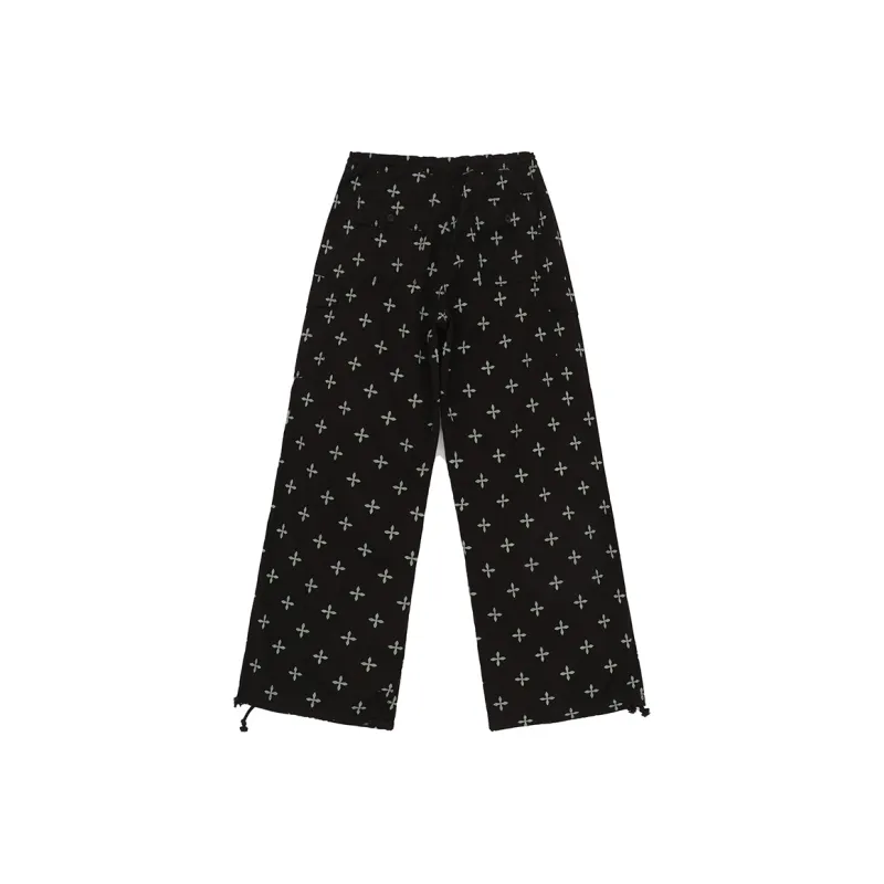 SMFK SS25 Casual Pants Unisex Black Garden-1
