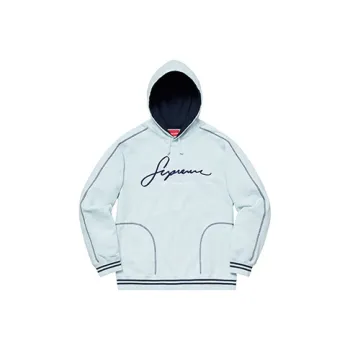 Supreme Contrast Embroidered Hooded Sweatshirt
