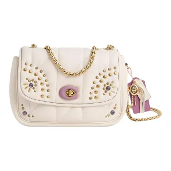 COACH Pillow Madison Leather Shoulder Bag Medium Size Women's White
