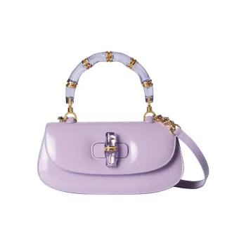 GUCCI Leather Shoulder Bag, Crossbody Bag, Handbag Small Size Women's Light Purple