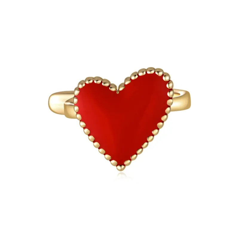 LELOUP 18K Gold Plated Copper Clip On Earrings Women's Red-3