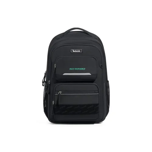 OIWAS Fabric Students Backpack Travel Backpack Laptop Bag Backpack Regular Unisex Black/Khaki