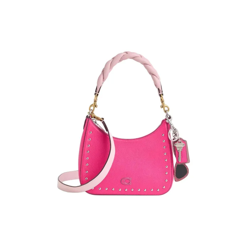 COACH Leather Hobo Bag Handbag Small Size Women's Pink-0