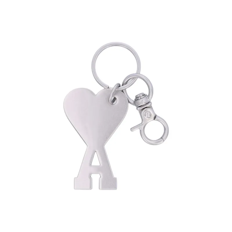 Ami Paris Metallic Logo Charm Polished Finished Keyring-3