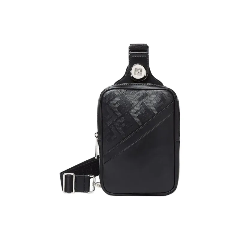 FENDI Leather Sling Bag Men's Black-0