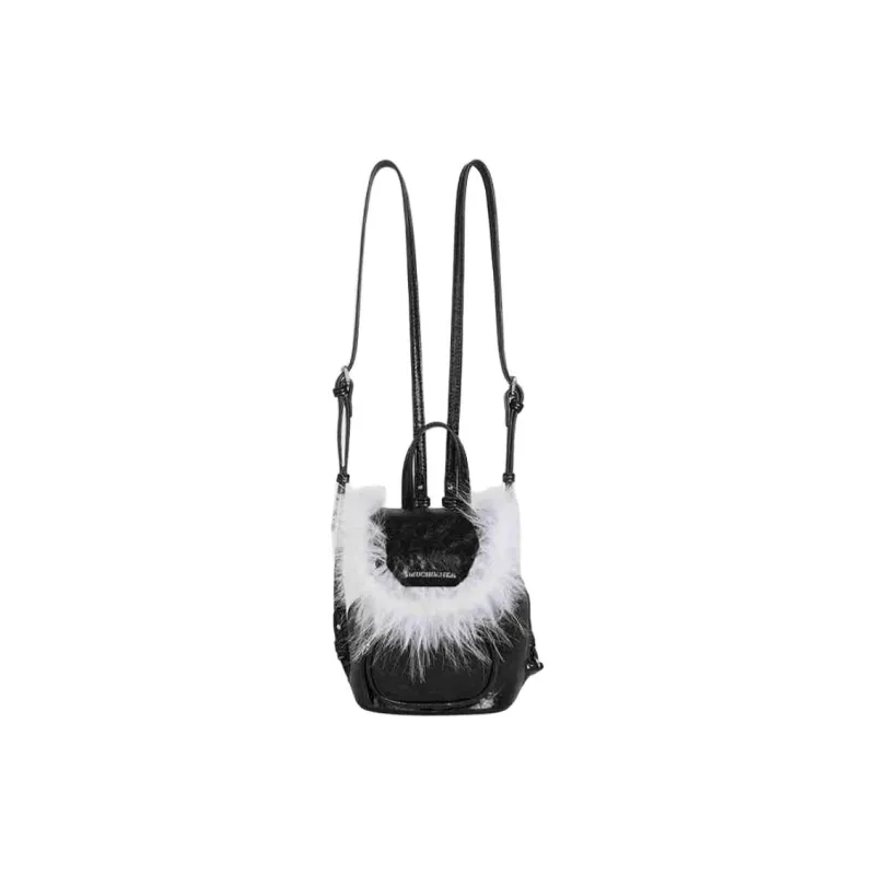 Kikawa Card Synthetic Leather Backpack Medium Size Women's Red/Black-7