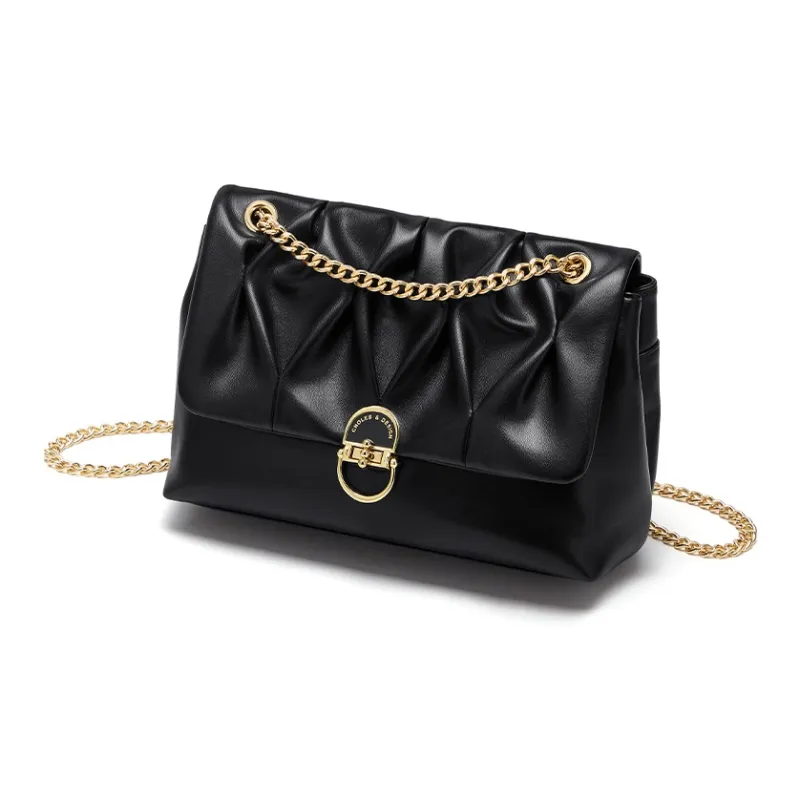 CNOLES Cow Leather Underarm Shoulder Bag Regular Women's Moon Black-1