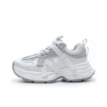 Baibianzhiheren Height Increasing Breathable Chunky Sneakers Women's Pearl White