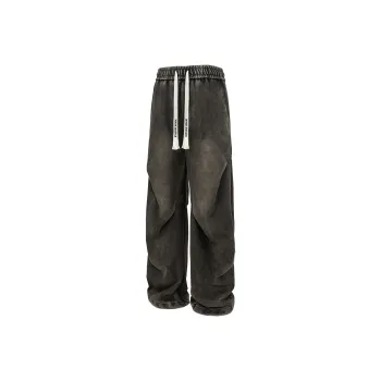 MARK WAFFLE Knitted Sports Pants Unisex Black
