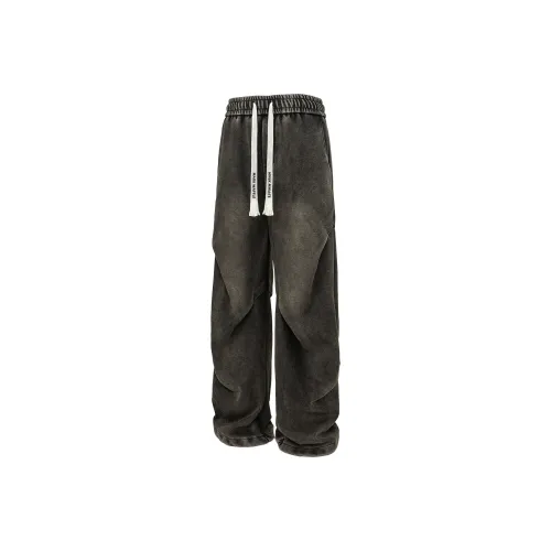 MARK WAFFLE Knitted Sports Pants Unisex Black