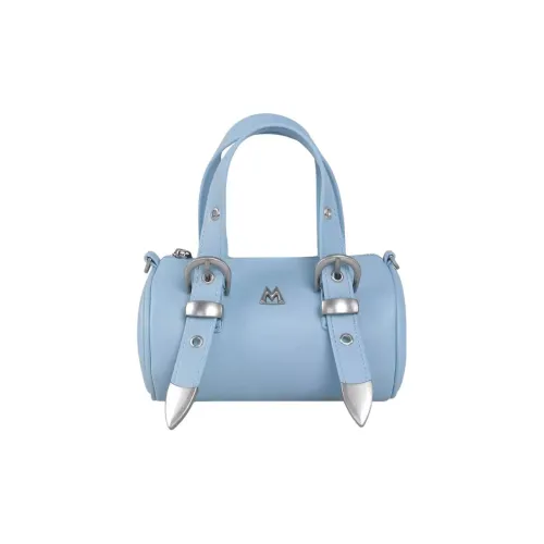 Kikawa Card Synthetic Leather Cylinder Bag, Shoulder Bag, Crossbody Bag, Handbag Medium Size Women's Light Blue
