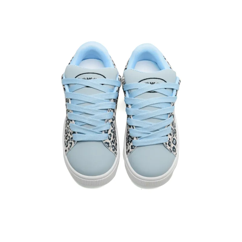 Yalu Low Top Skateboard Shoes Unisex Leopard Print Blue-3