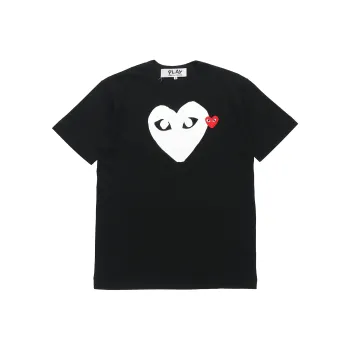 Comme Des Garcons Play White Heart Red Emblem T shirt