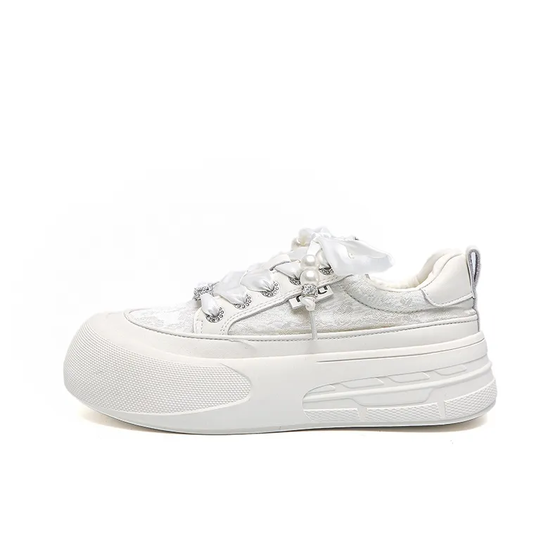 Than Than Me Low Top Skateboard Shoes Women's Raw White-0