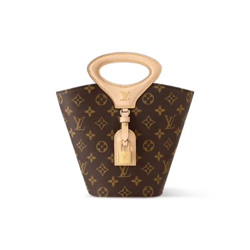 LOUIS VUITTON Coated Canvas Bucket Bag, One Shoulder Handbag Small Size Women's Brown