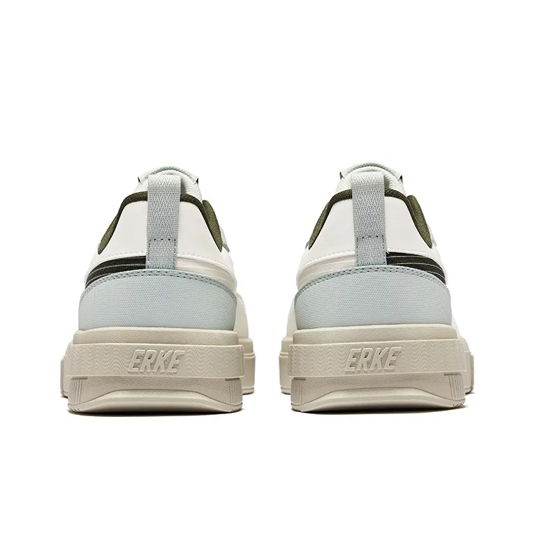 Erke Abrasion Resistant Slip Resistant Low Top Skateboard Shoes Men's Microcrystal White Light Gray Green-3