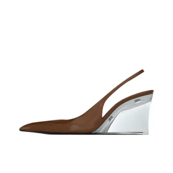 SAINT LAURENT Wedge Heel High Heels 8cm Women's Brown
