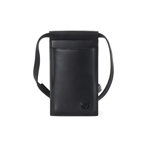 Valentino Cow Leather Shoulder Bag, Crossbody Bag, Cell Phone Pouch Men's Black