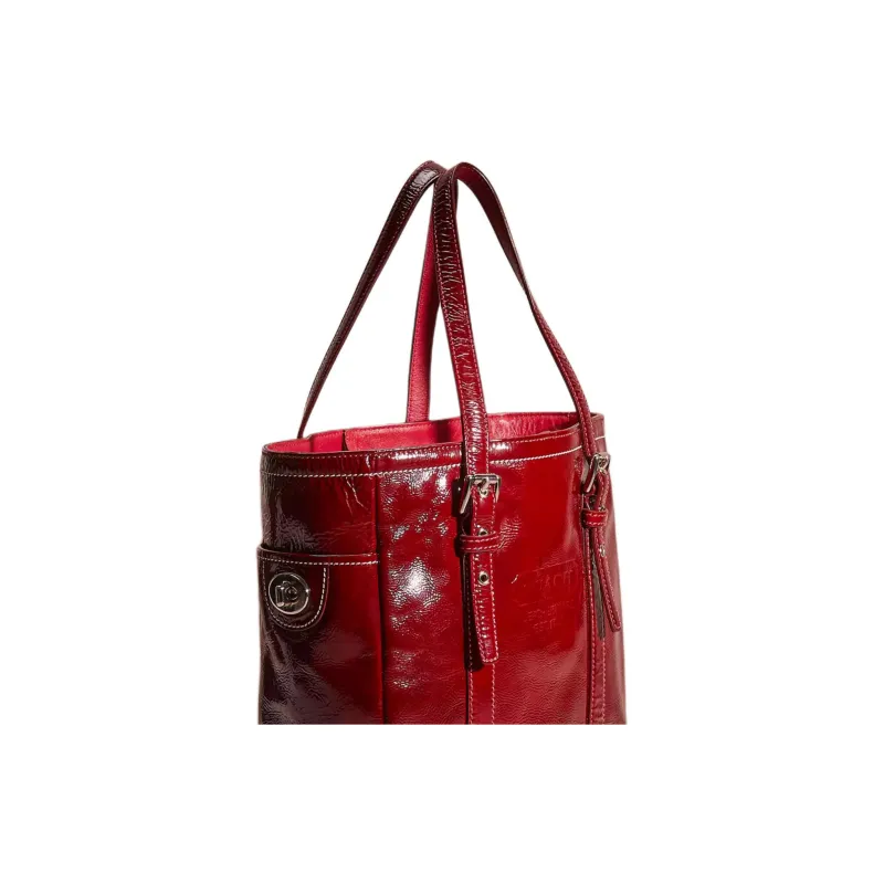COACH Gallery Leather Tote Bag Shopping Bag Handbag Shoulder Bag Medium Size Women's Red-3