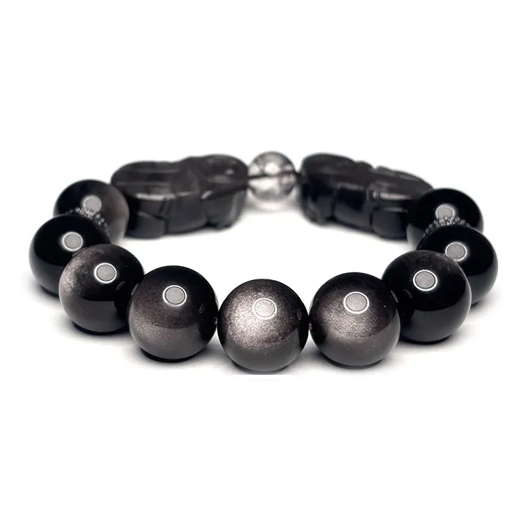 MOUNTAINS AND MANS Obsidian New Chinese Style Good Luck Beaded Bracelet Men's-2