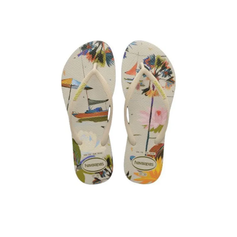 Havaianas Rubber Sole Slip Resistant Flip Flops Women's Ecru-3
