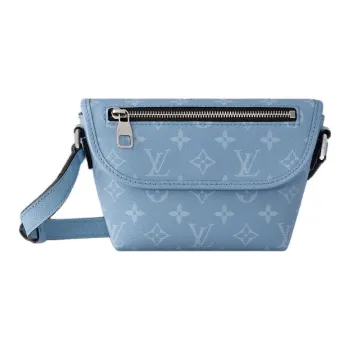 LOUIS VUITTON Pulse Monogram Coated Canvas With Taiga Cow Leather Wallet, Shoulder Bag Regular Men's Sky Blue