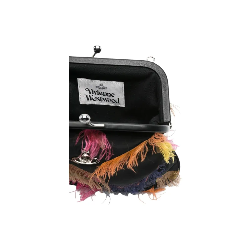Vivienne Westwood Granny Frame Viscose Handheld Shoulder Bag Women's Black-2