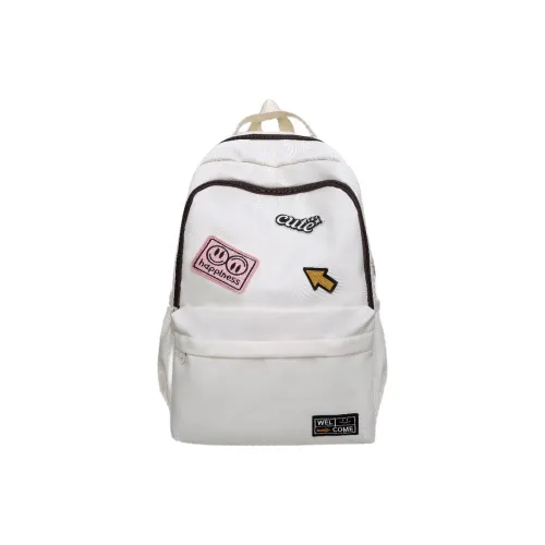 URBAN FOREST Nylon Backpack Unisex White/Black/Yellow/Green