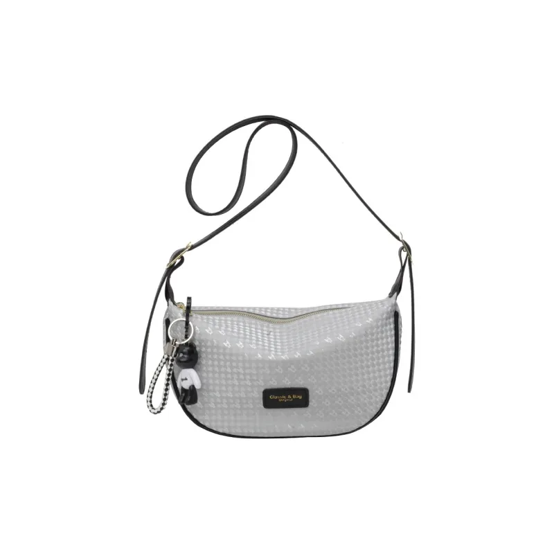 GOBLIN SHARKS 1759 PU Shoulder Bag Unisex Ecru/Black/Silver-12