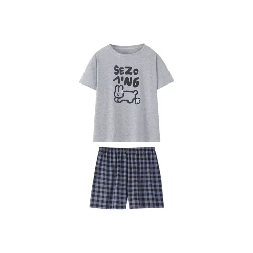 OEING Pajama Set Women's Gray Bunny