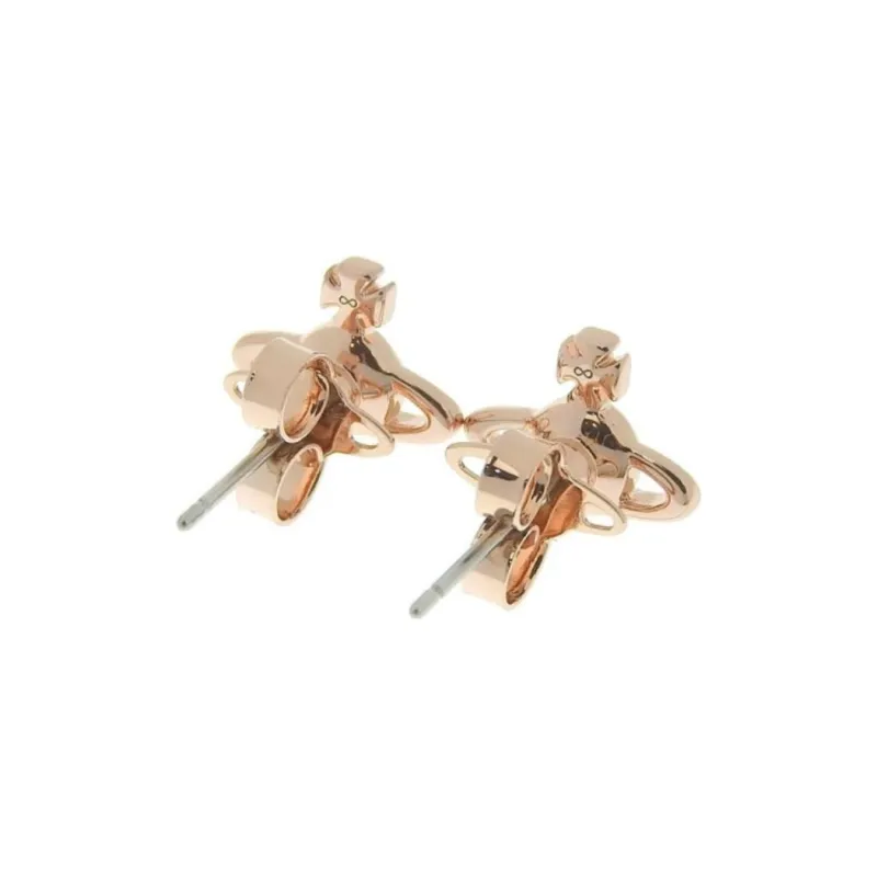 Vivienne Westwood Brass Stud Earrings Unisex Rose Gold/Milk Pink Diamond-3