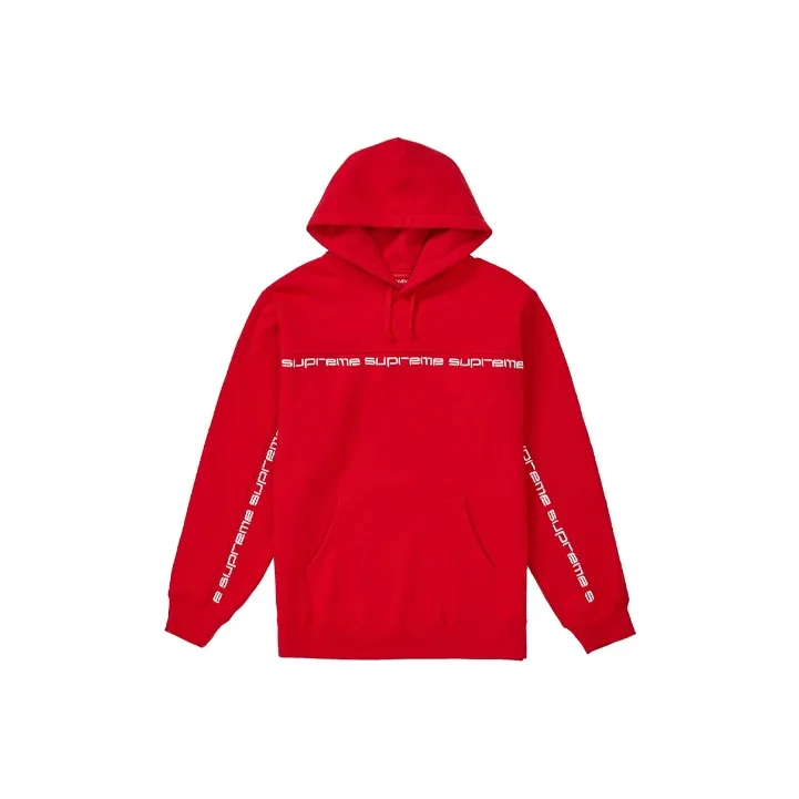 Supreme Text Stripe Hooded Sweatshirt-0