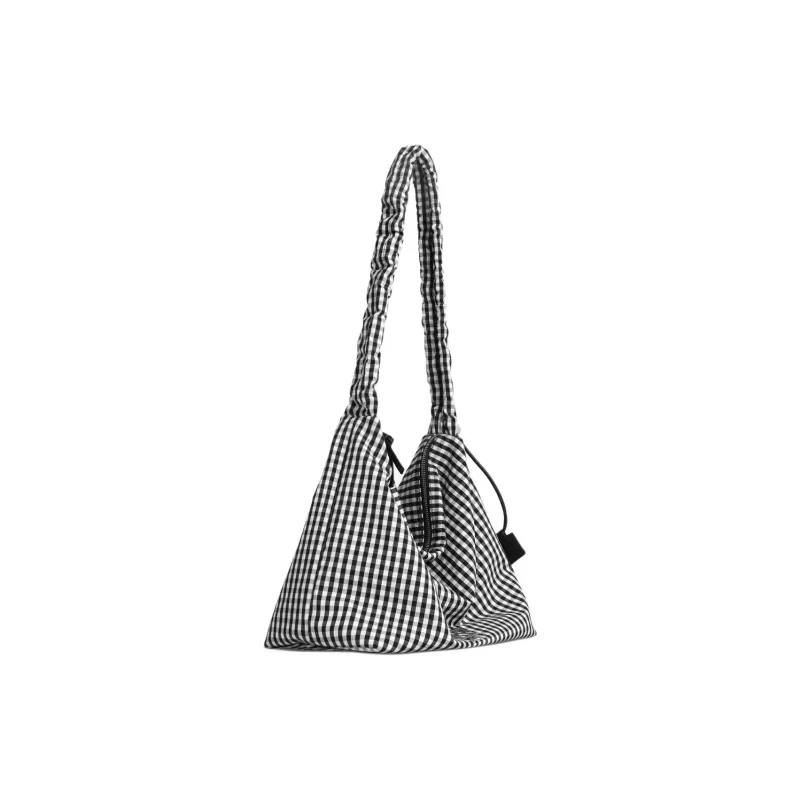 Kikawa Card Fabric Crossbody Bag, Shoulder Bag Medium Size Women's Plaid Black White-1