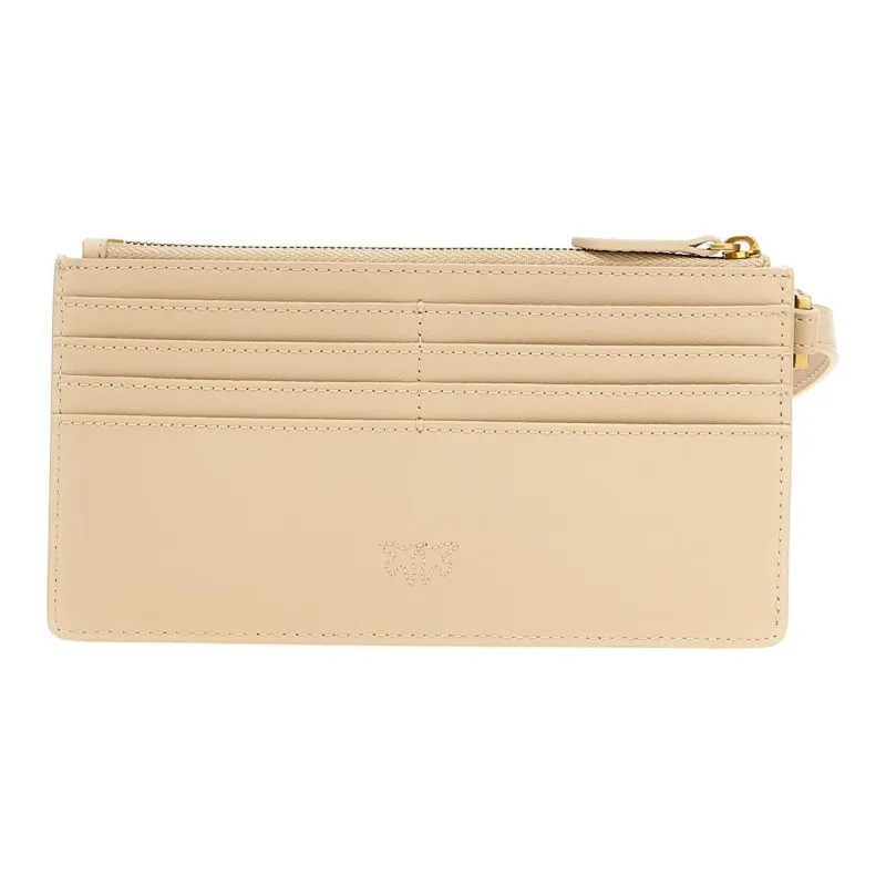 PINKO Calfskin Long Card Holder Women's Beige-1