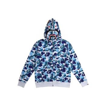 A BATHING APE Abc Camo Crystal Stone Shark Cropped Full Zip Hoodie