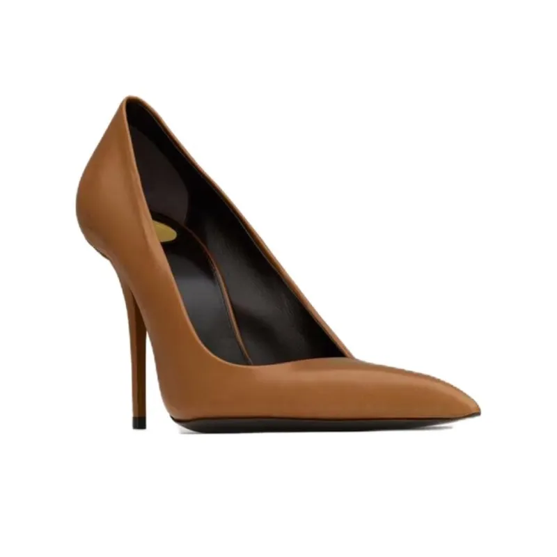 SAINT LAURENT Slim Heel High Heels 10.5cm Women's Brown-1