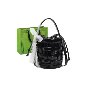 RUIPAI PU Bucket Bags Handbags Women's Black Ecru/Blue/Silver/Pink
