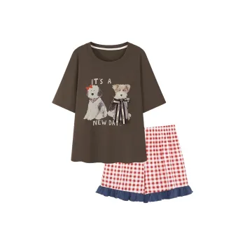 XIAFENYAN Pajama Set Women's Brown