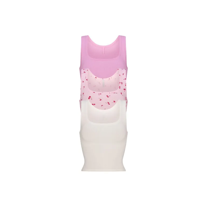 SKIMS COTTON RIB TANK 3 PACK Tank Tops Women's Petal Multi/Petal Multicolor-0
