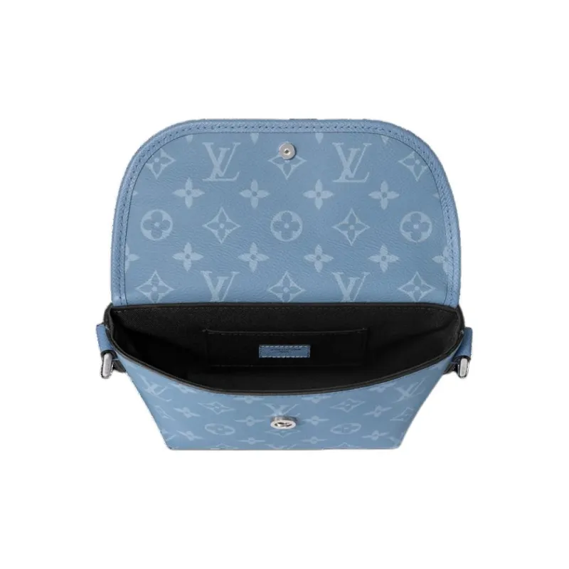 LOUIS VUITTON Pulse Monogram Coated Canvas With Taiga Cow Leather Wallet, Shoulder Bag Regular Men's Sky Blue-3