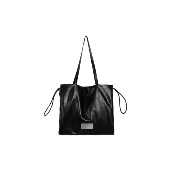 Kikawa Card Synthetic Leather Tote Bag, Shopping Bag, Shoulder Bag Medium Size Women's Black