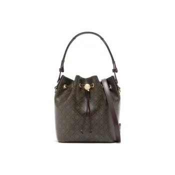 TORY BURCH T Monogram Coated Canvas Bucket Bag French Press
