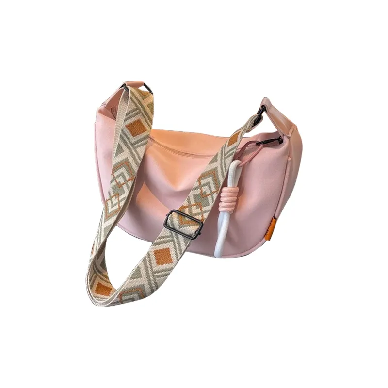 Yalu Nylon Crossbody Bag Women's White & Brown/Pink-6