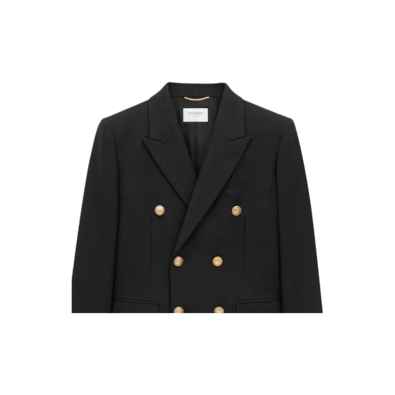 SAINT LAURENT Wool Gabardine Blazer 'Black'-3