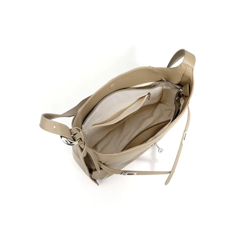 ROBERTA DI CAMERINO Cow Split Leather Cow Leather Handbag Shoulder Bag Women's Sandstone Apricot-2