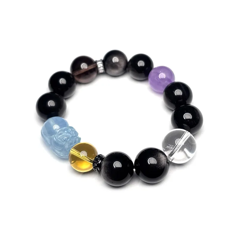 MOUNTAINS AND MANS Obsidian Luxury Good Luck Beaded Bracelet Men's-4
