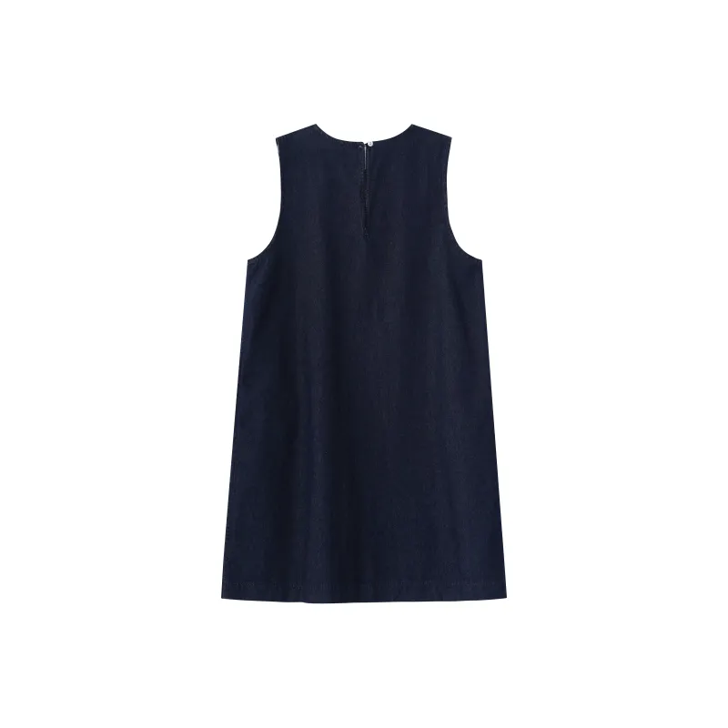 HTMEME Sleeveless Dress Women's Dark Blue-1