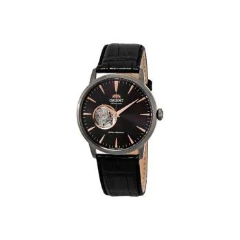 ORIENT Automatic/Manual Mechanical Movement Leather Strap Watch Men's Watches Black Dial